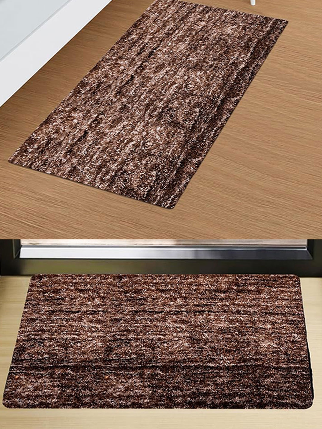 

Kuber Industries 2-Pcs Brown Self-Designed Anti-Slip Carpets