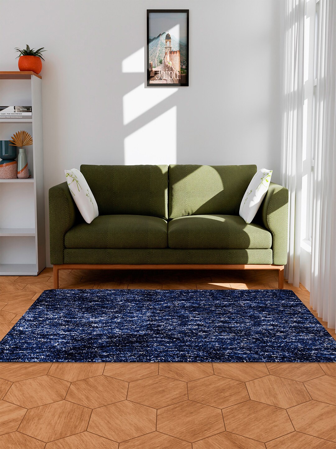 

Kuber Industries 2-Pcs Blue Self-Designed Anti-Slip Carpets