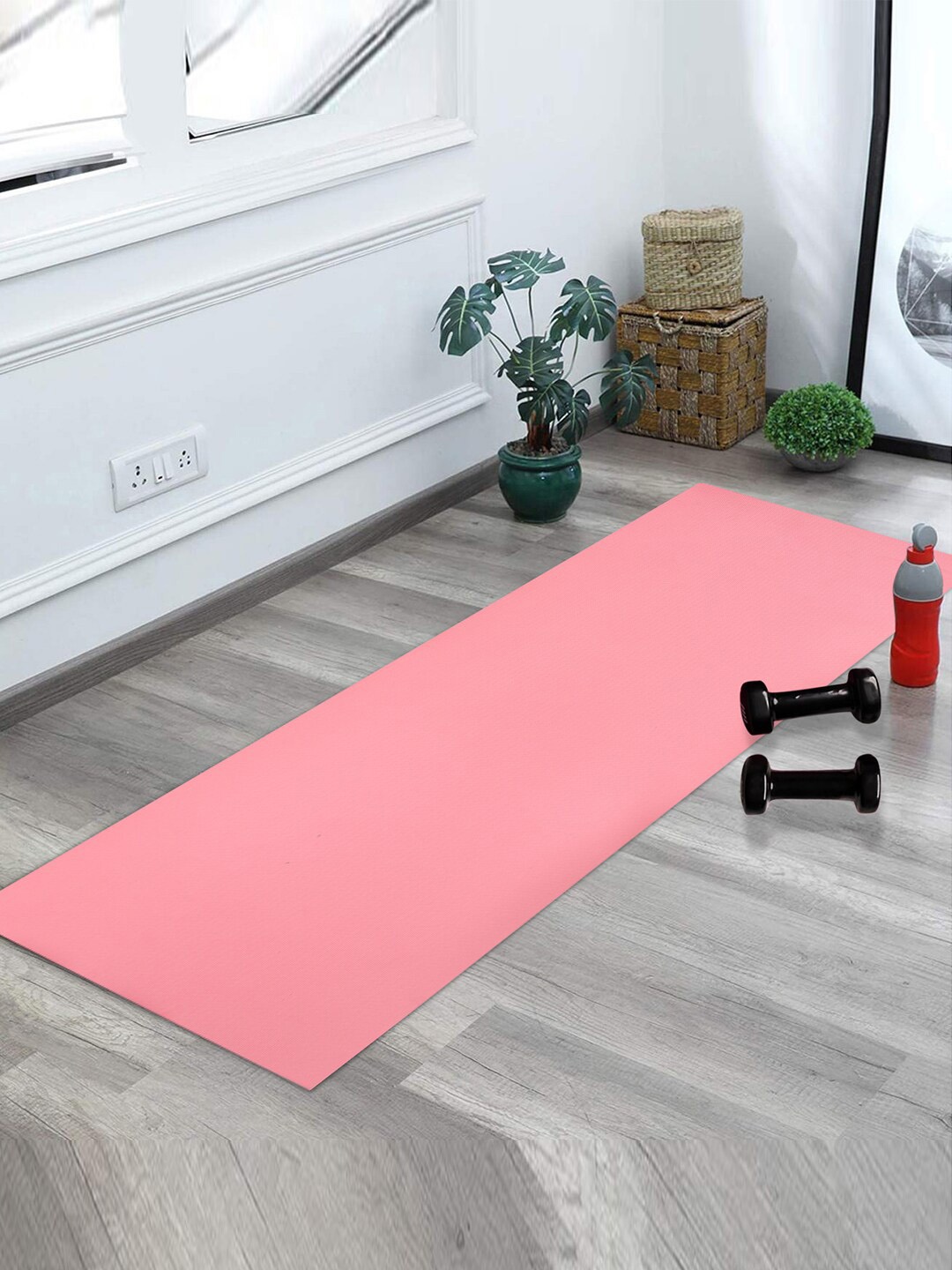 

Kuber Industries Pink Textured Anti Slip Yoga Mat