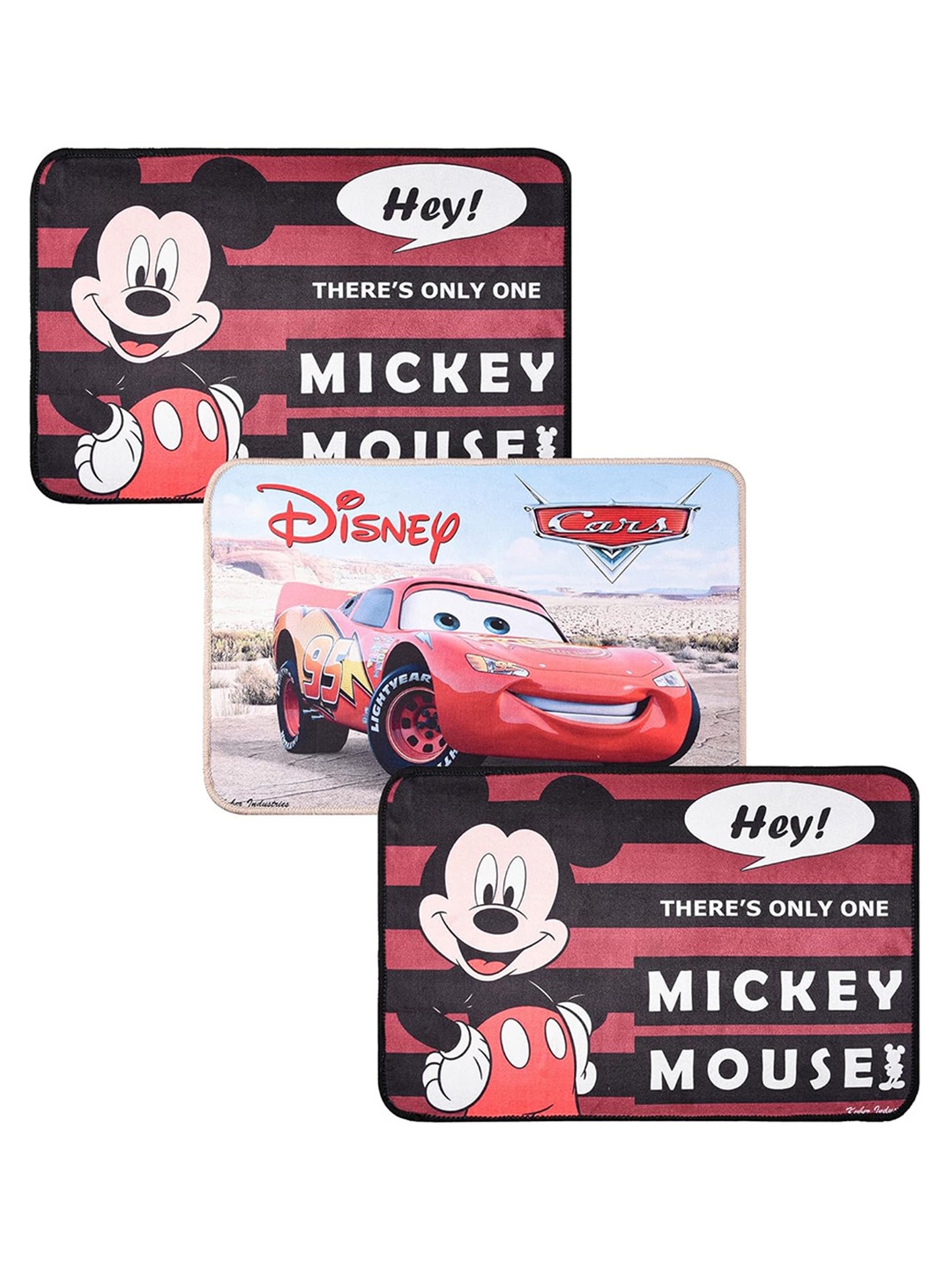 

Kuber Industries Set of 3 Mickey Mouse Printed Doormats, Red