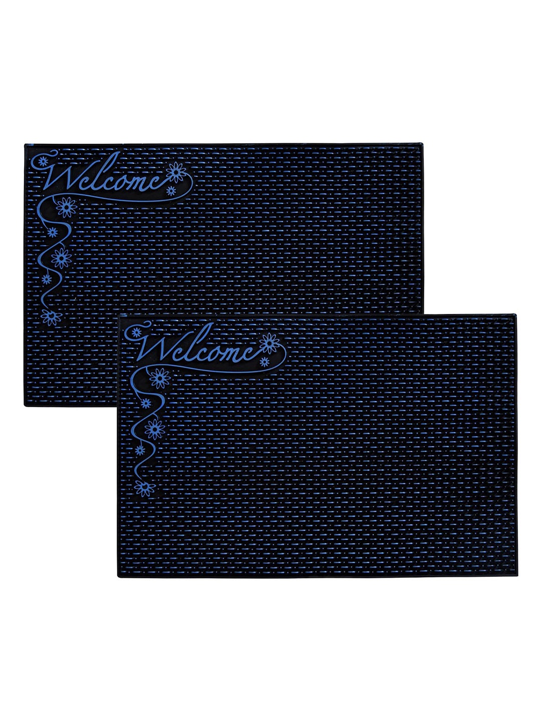 

Kuber Industries Set of 2 Self-Designed Stain-Resistant Doormats, Blue