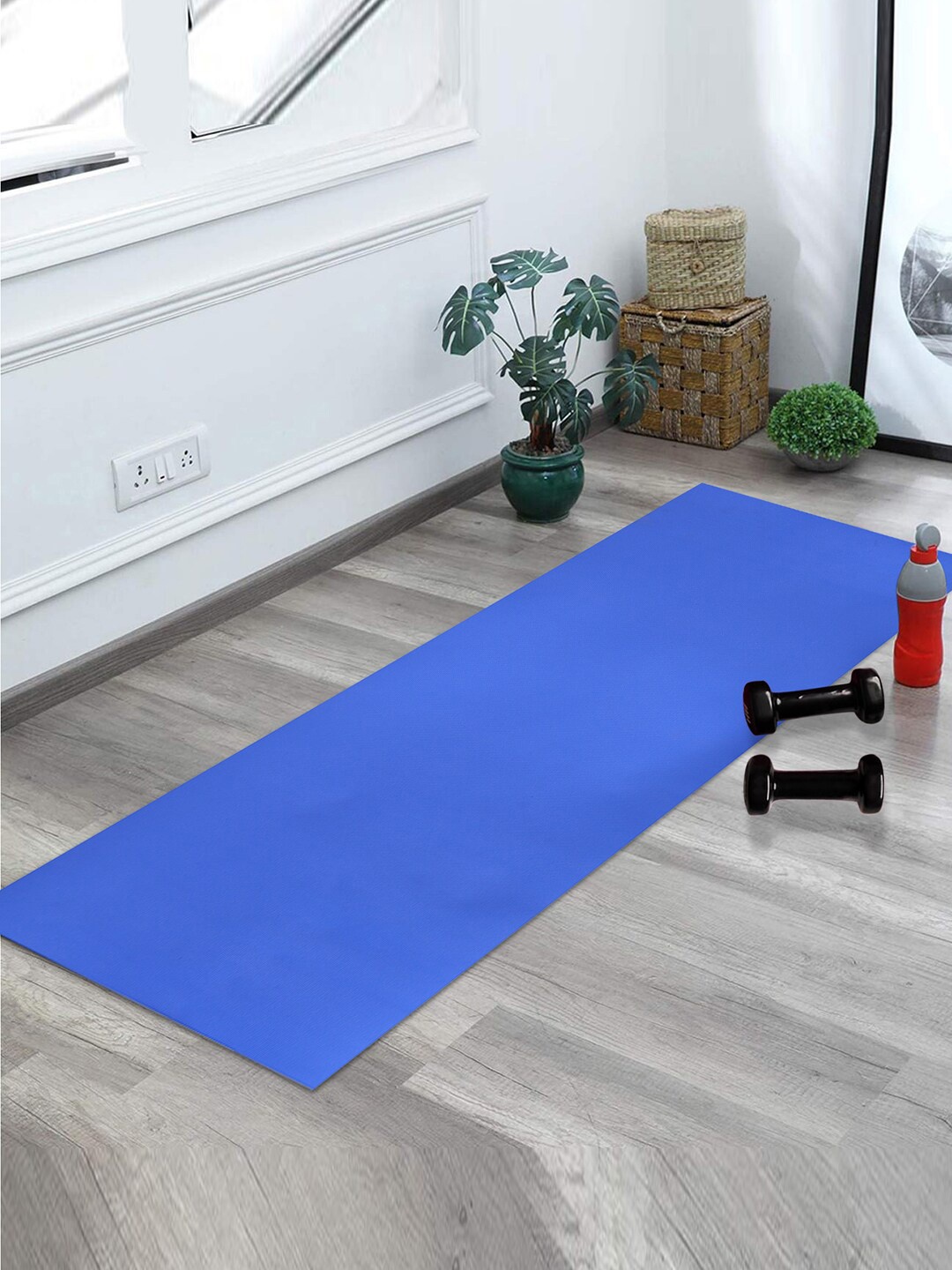 Kuber Industries Blue Textured Anti Slip Yoga Mat