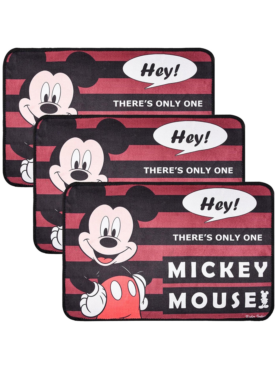 

Kuber Industries Set of 3 Mickey Mouse Anti-Skid Doormats, Maroon