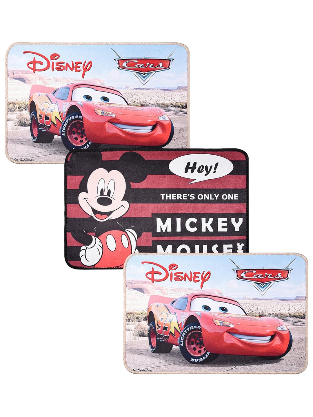 

Kuber Industries Set of 3 Mickey Mouse Self-Design Anti-Skid Doormats, Maroon