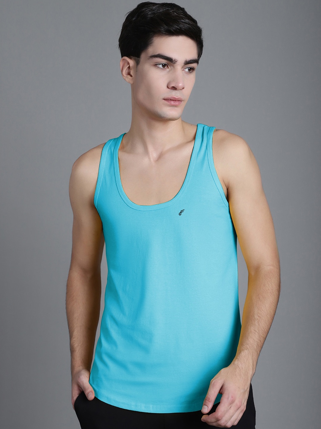 

FBAR Pure Cotton Innerwear Vests 061123FBC-20-XS, Turquoise blue