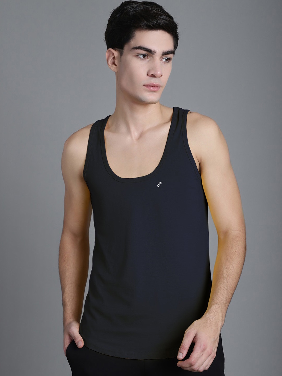 

FBAR Pure Cotton Innerwear Vests 061123FBC-17-XS, Navy blue