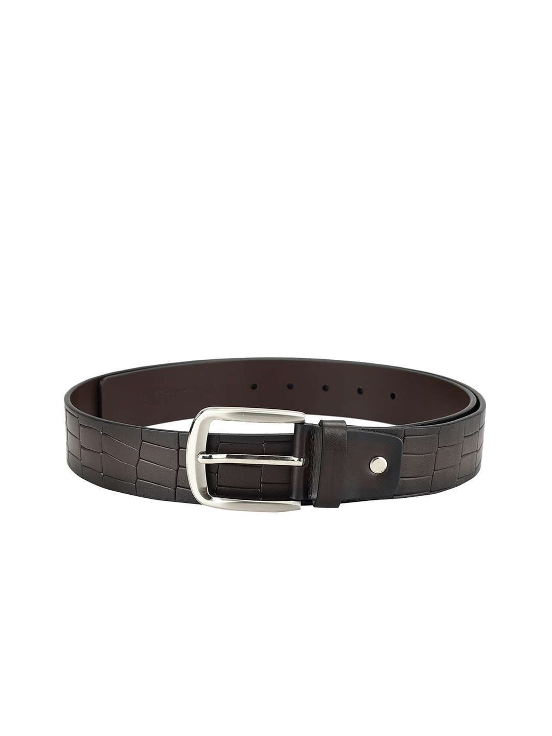 

Da Milano Men Textured Leather Belt, Brown