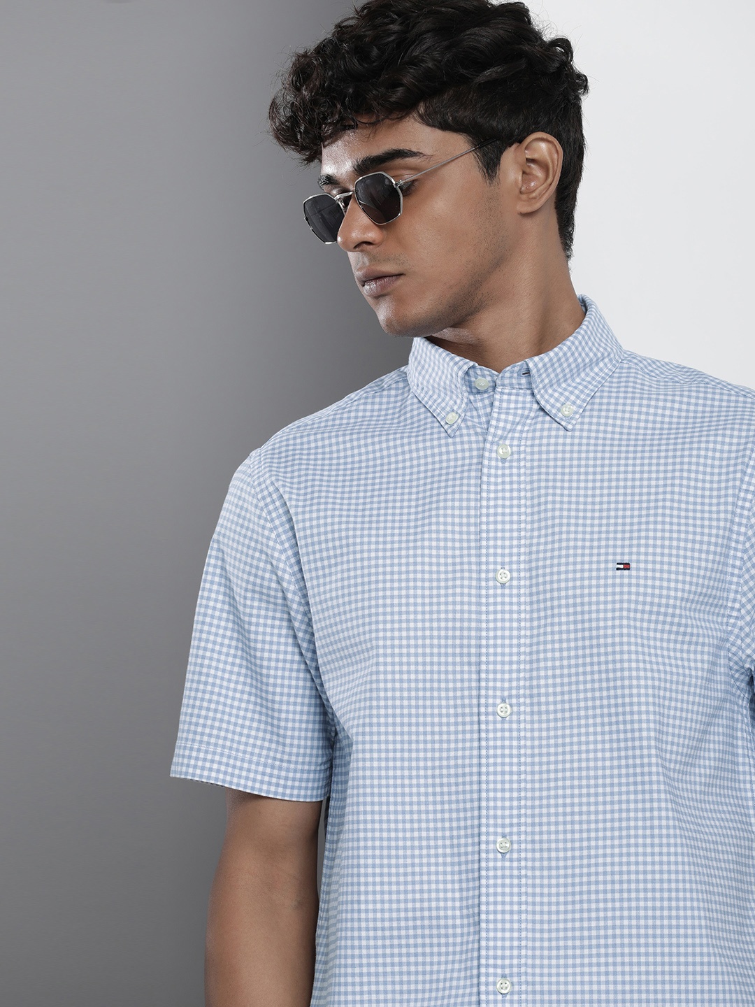 

Tommy Hilfiger Micro Checks Opaque Casual Shirt, Blue