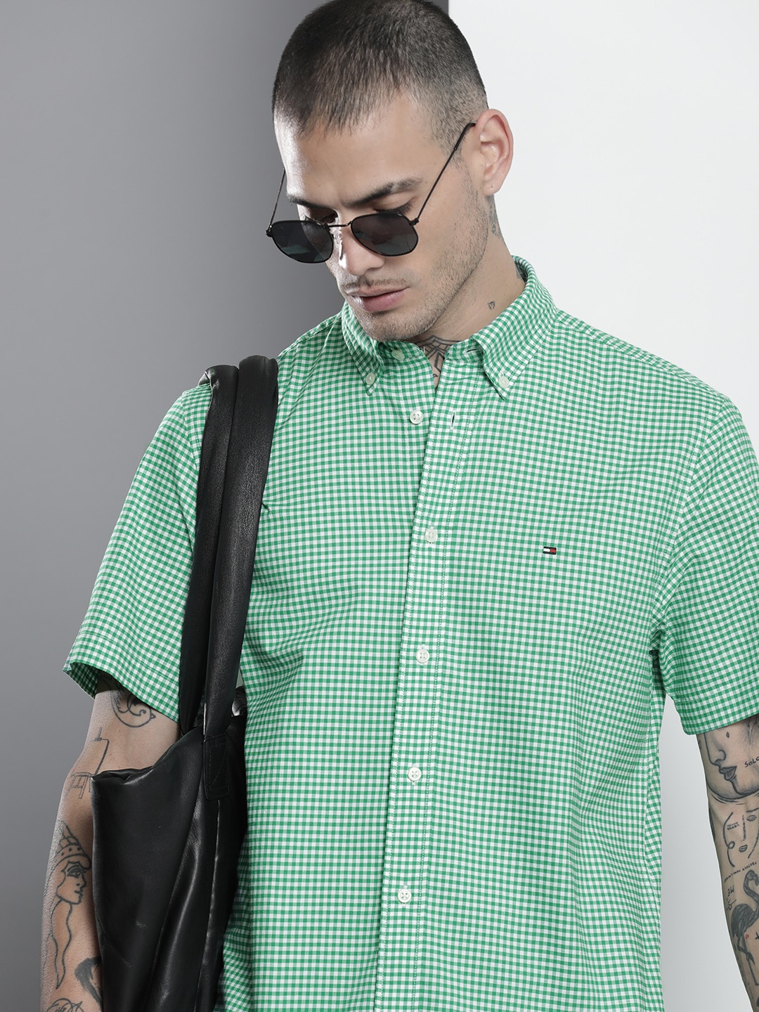 

Tommy Hilfiger Gingham Checked Pure Cotton Casual Shirt, Green
