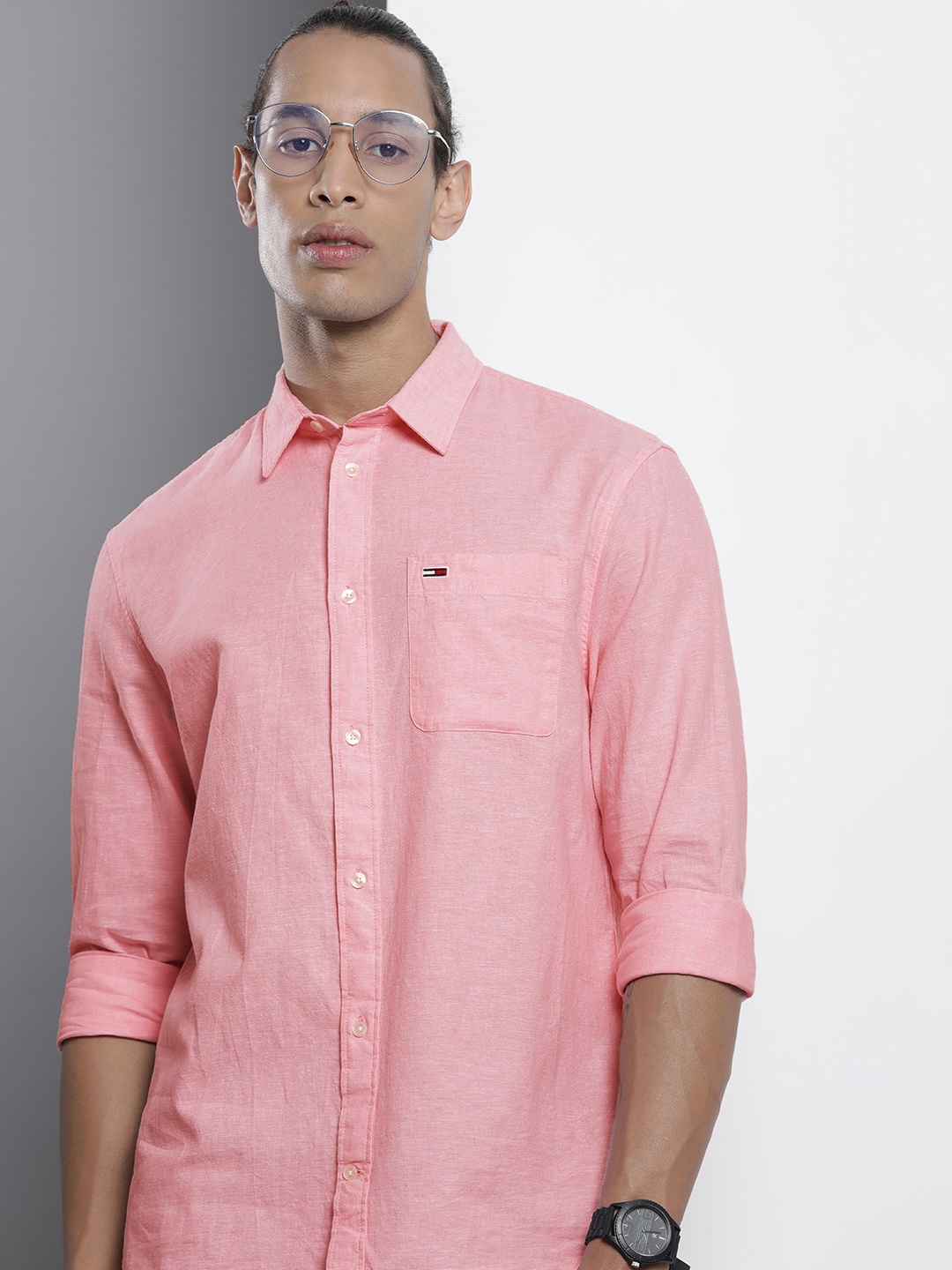 

Tommy Hilfiger Cotton Linen Casual Shirt, Pink