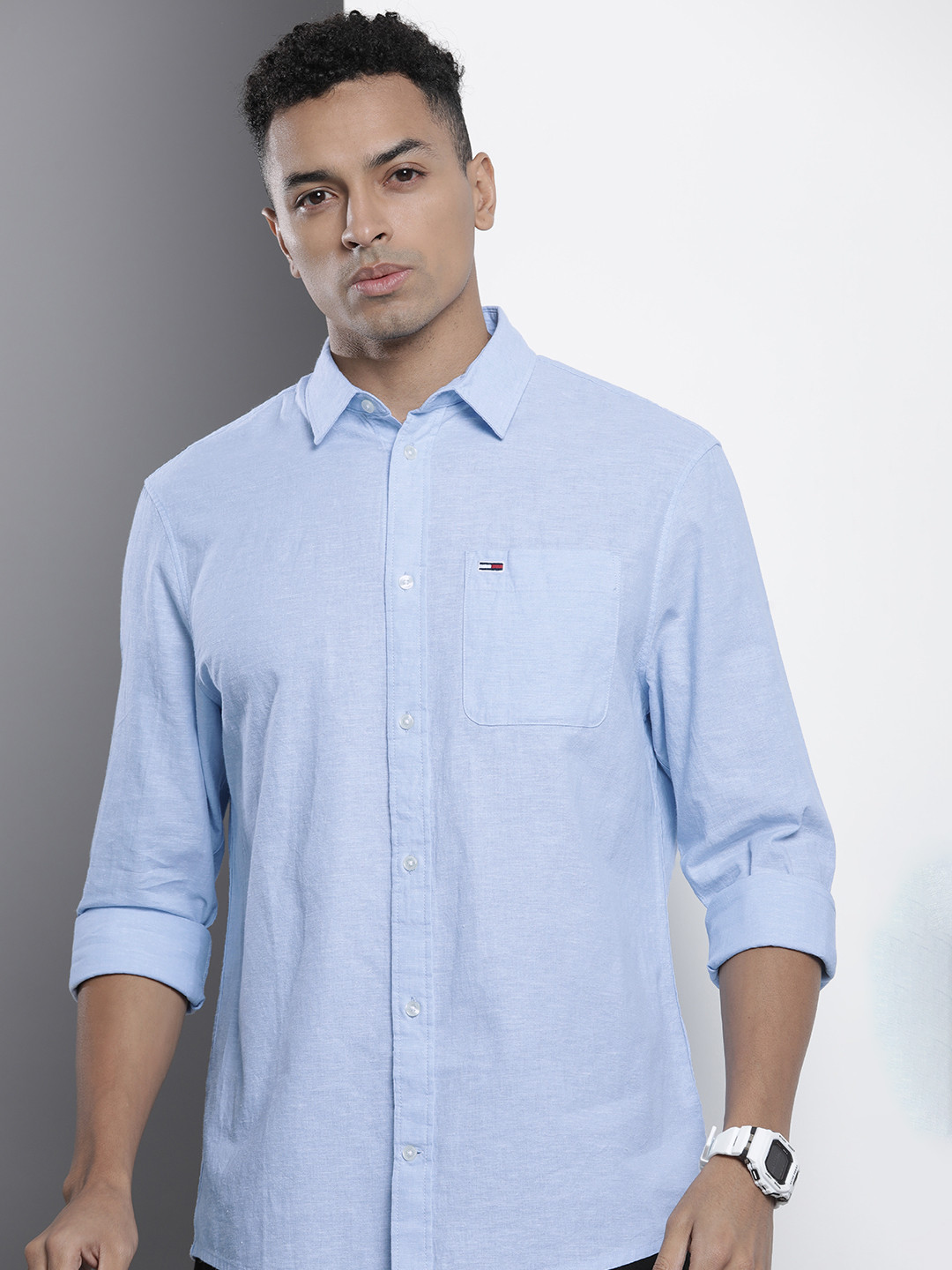 

Tommy Hilfiger Cotton Linen Casual Shirt, Blue