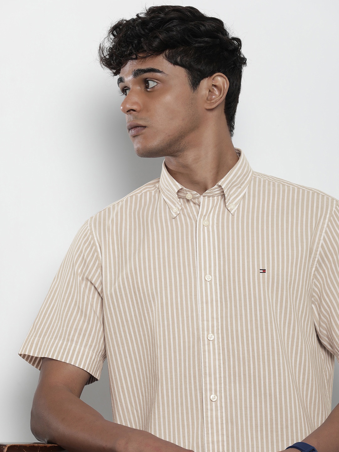 

Tommy Hilfiger Opaque Striped Casual Shirt, Beige