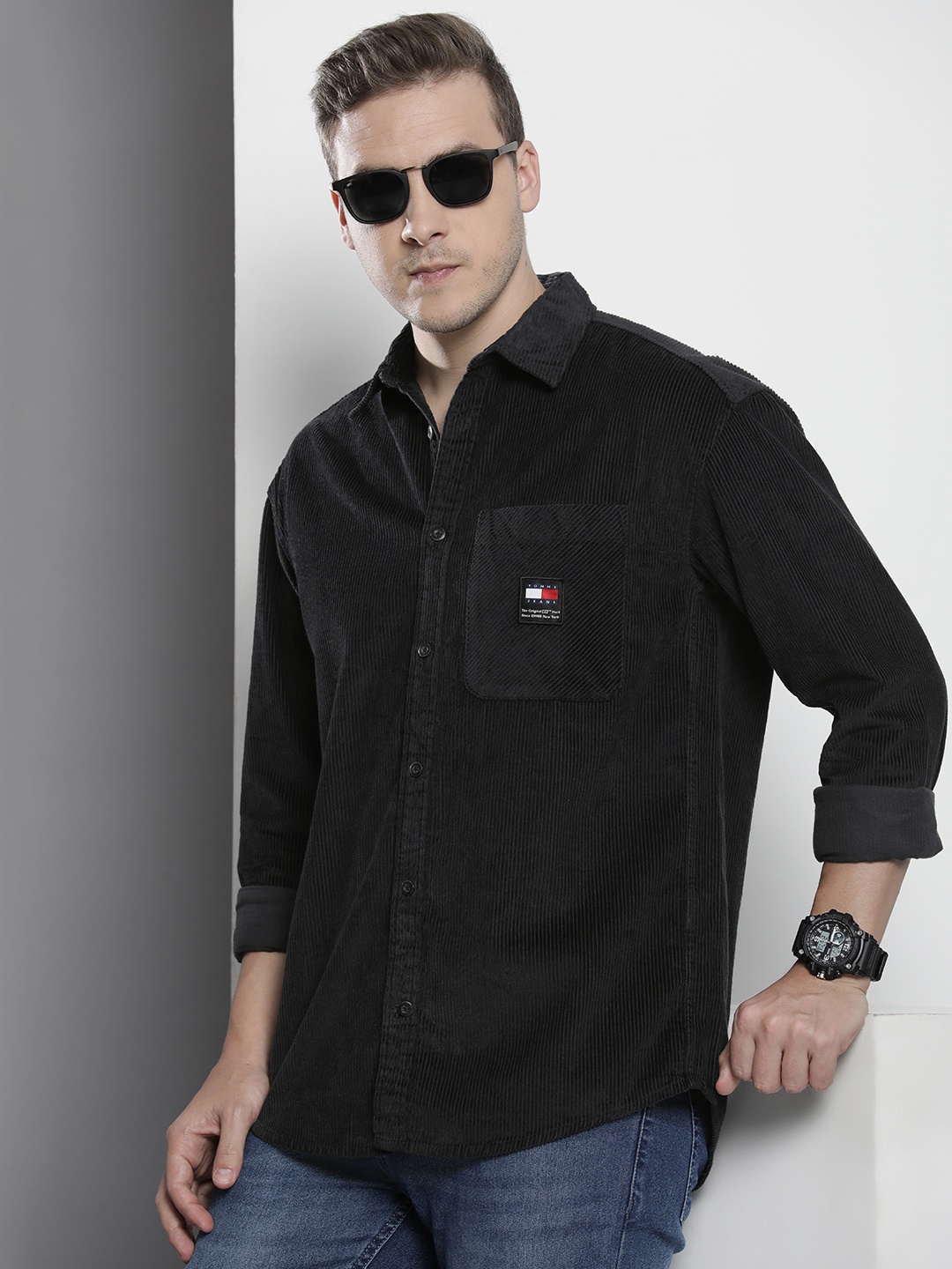 

Tommy Hilfiger Relaxed Fit Corduroy Pure Cotton Casual Shirt, Black