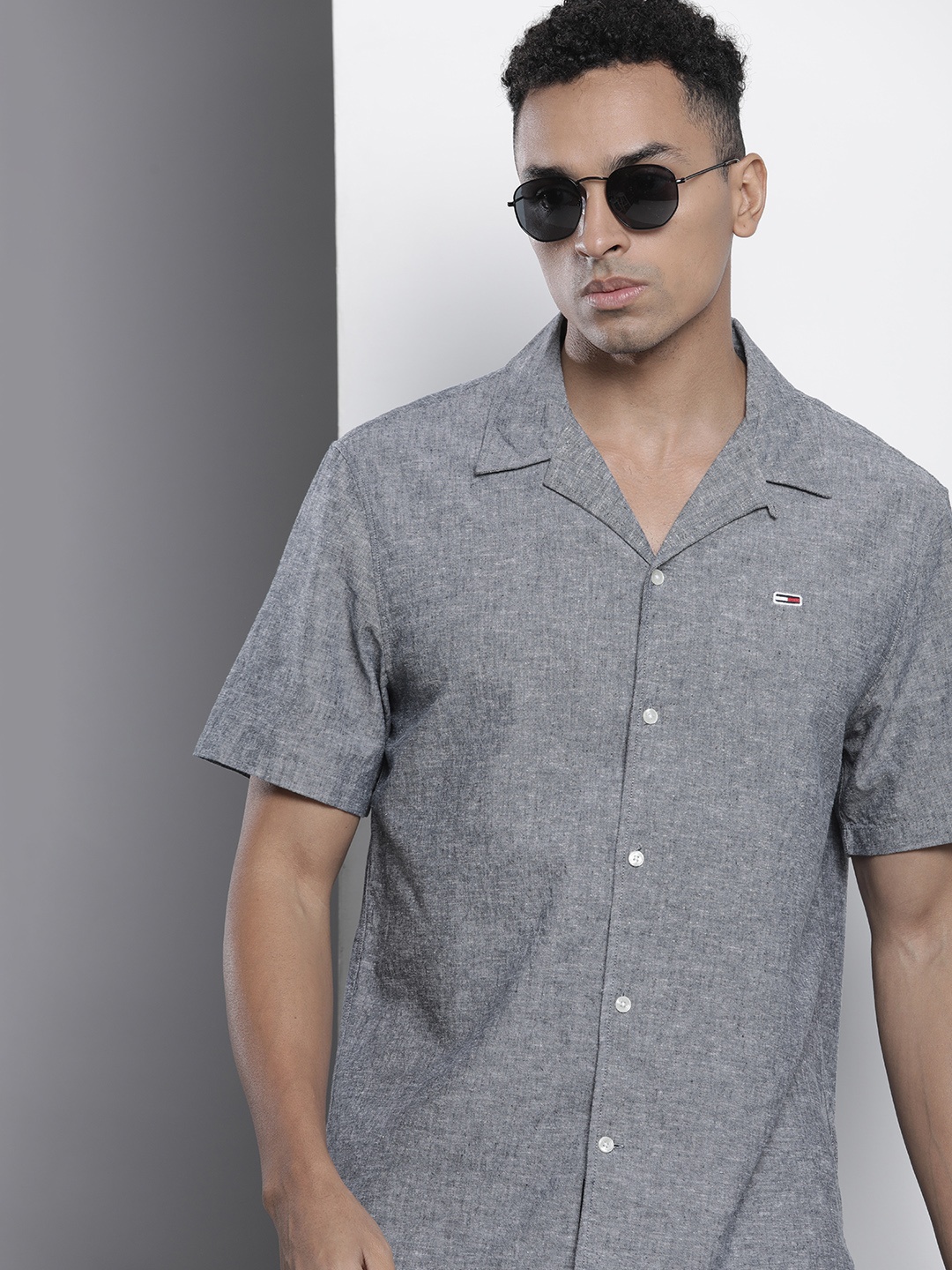 

Tommy Hilfiger Cotton Linen Opaque Casual Shirt, Grey