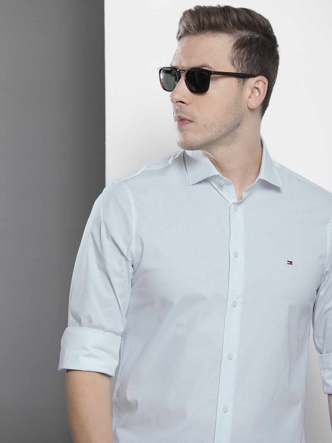 

Tommy Hilfiger Slim Fit Geometric Printed Casual Shirt, White
