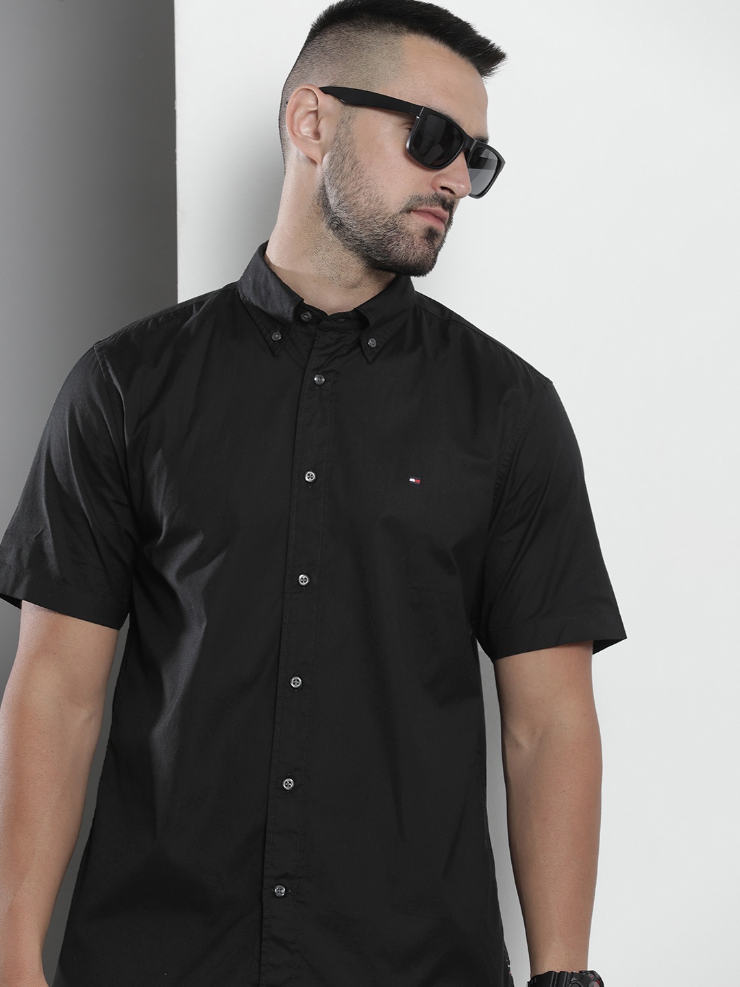 

Tommy Hilfiger Pure Cotton Opaque Casual Shirt, Black