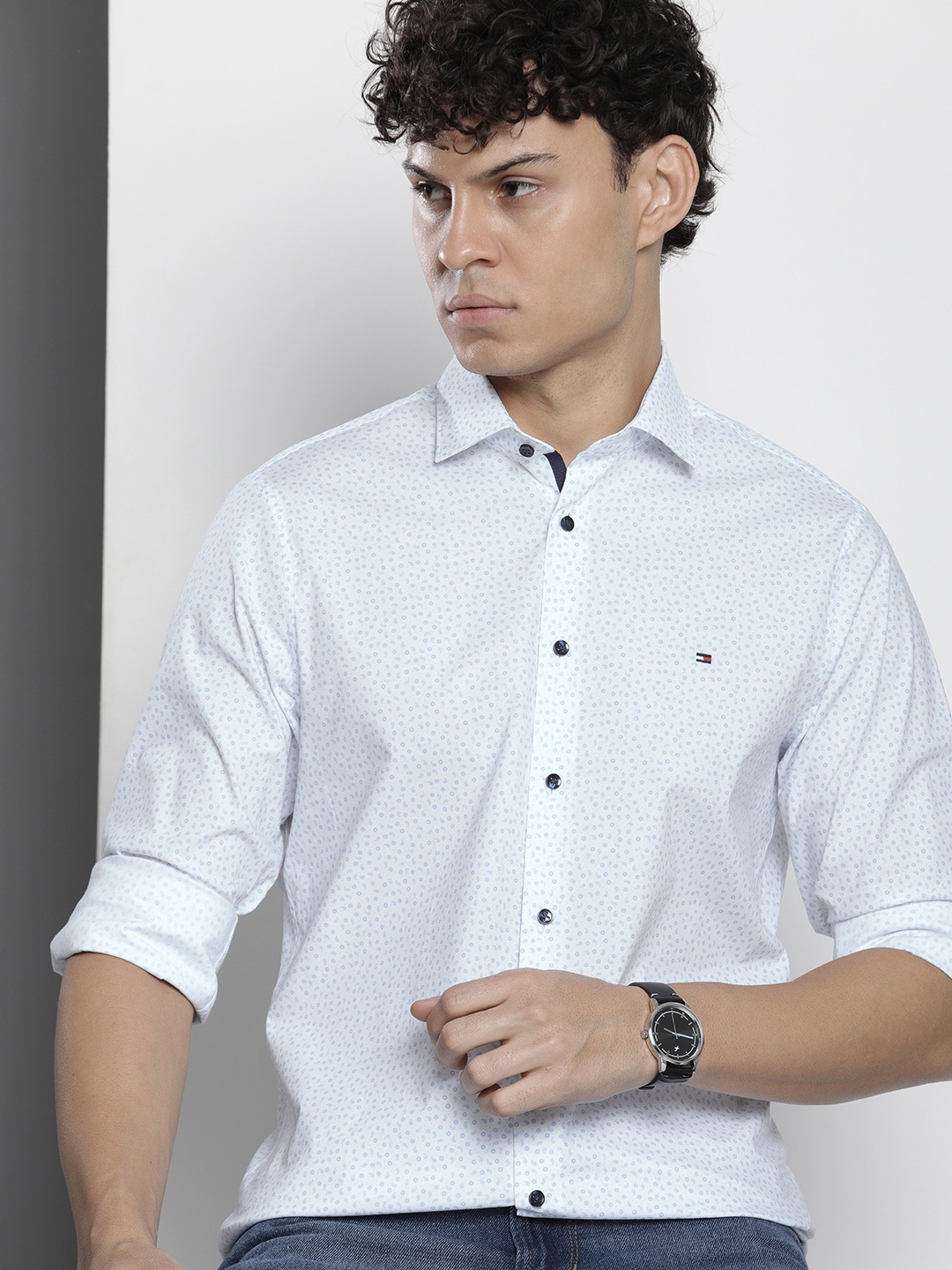 

Tommy Hilfiger Slim Fit Geometric Printed Casual Shirt, White