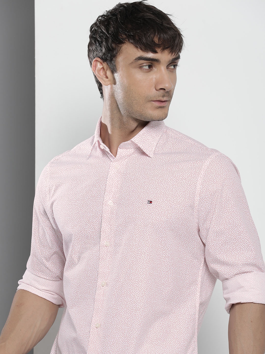

Tommy Hilfiger Pure Cotton Opaque Geometric Printed Casual Shirt, Red