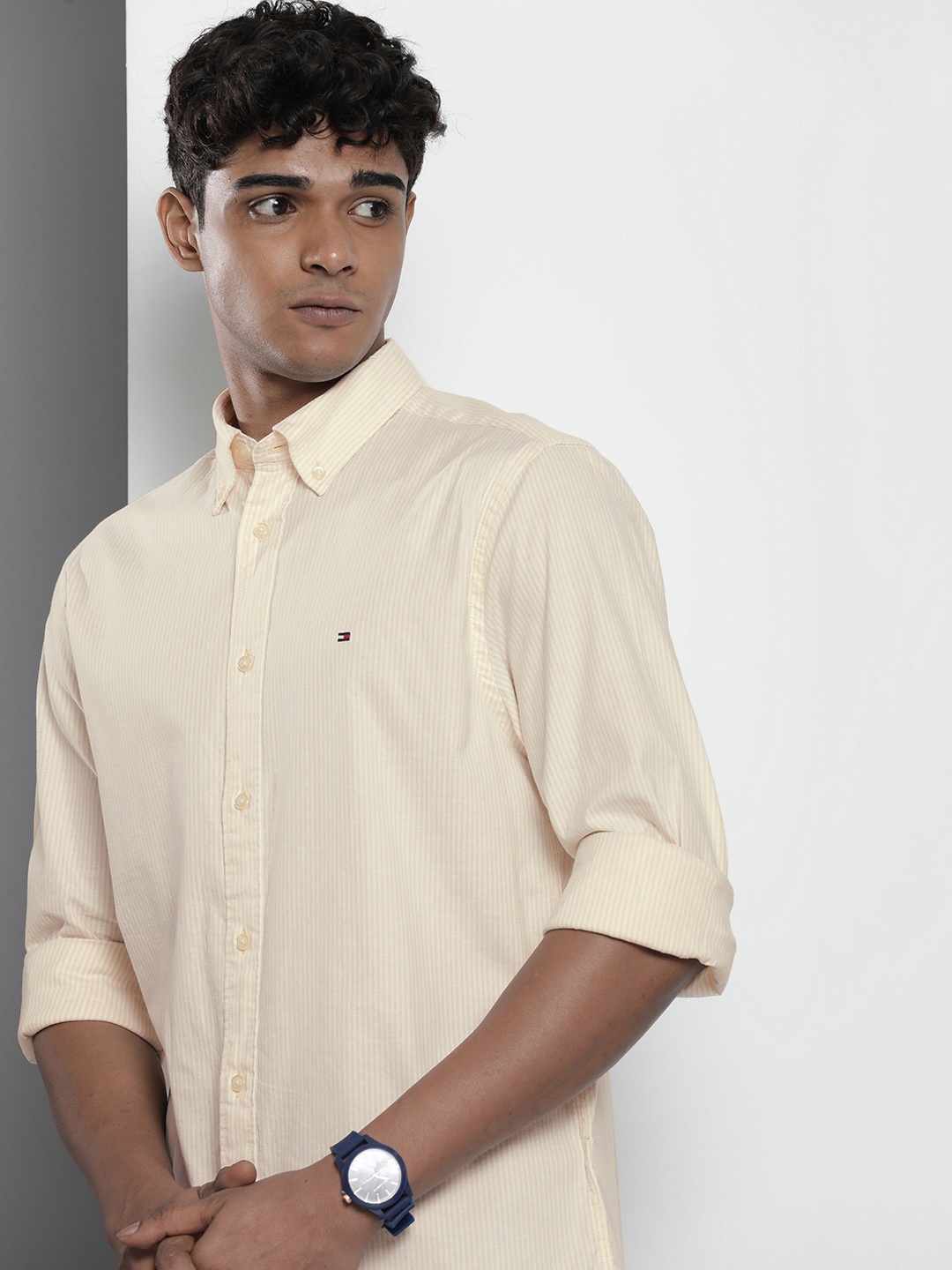 

Tommy Hilfiger Opaque Striped Casual Shirt, Yellow