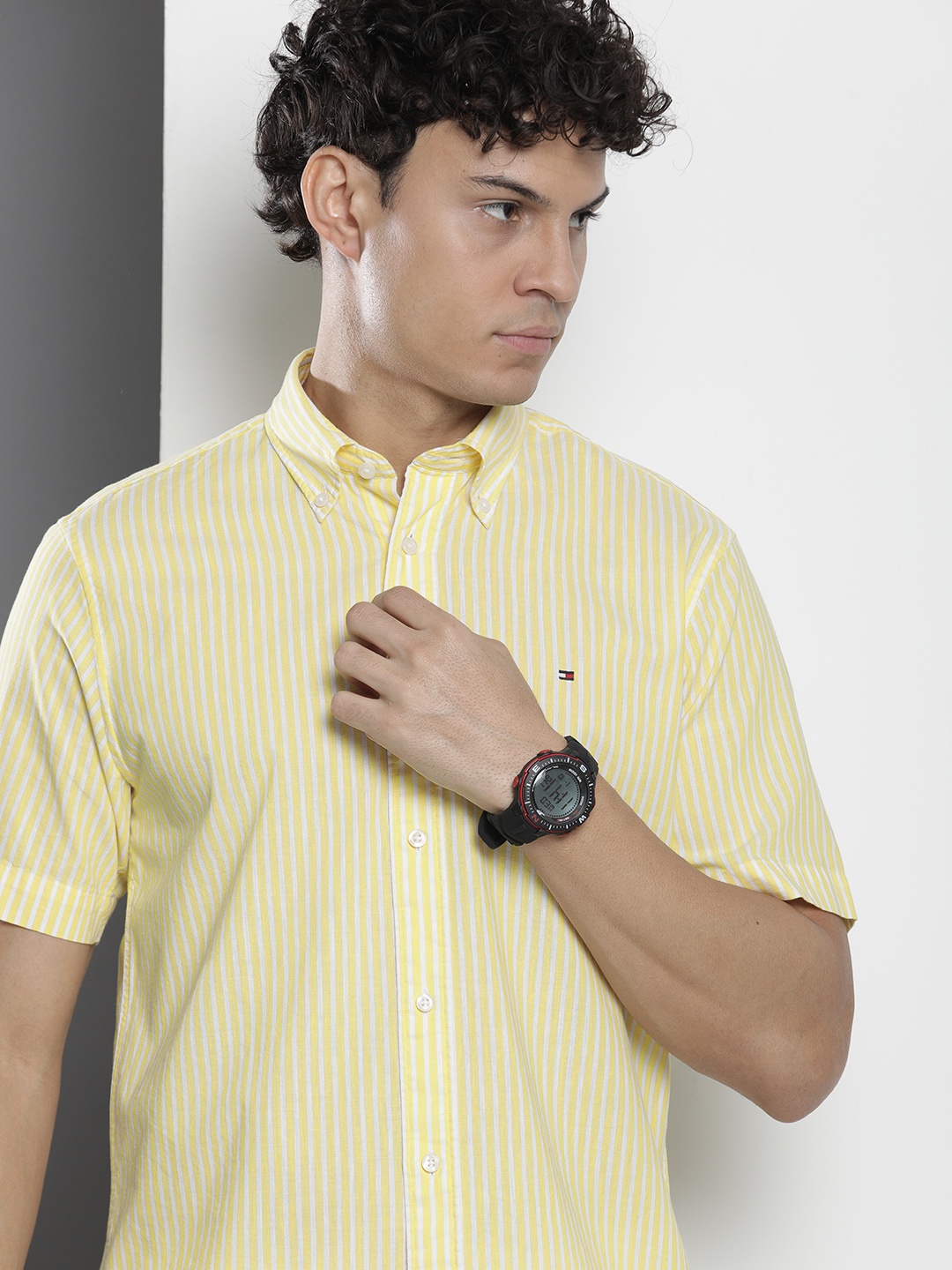 

Tommy Hilfiger Opaque Striped Casual Shirt, Yellow