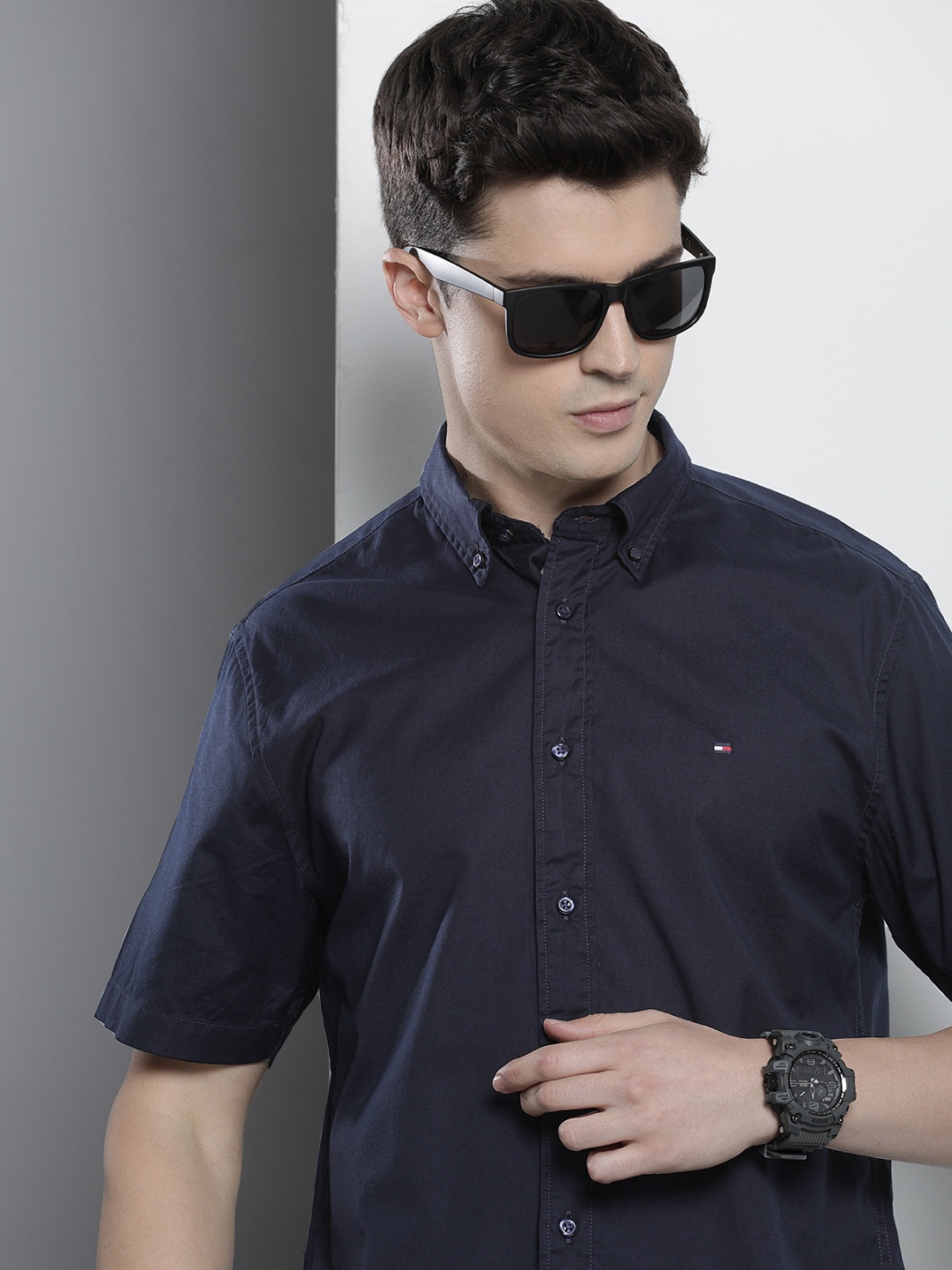 

Tommy Hilfiger Pure Cotton Opaque Casual Shirt, Navy blue