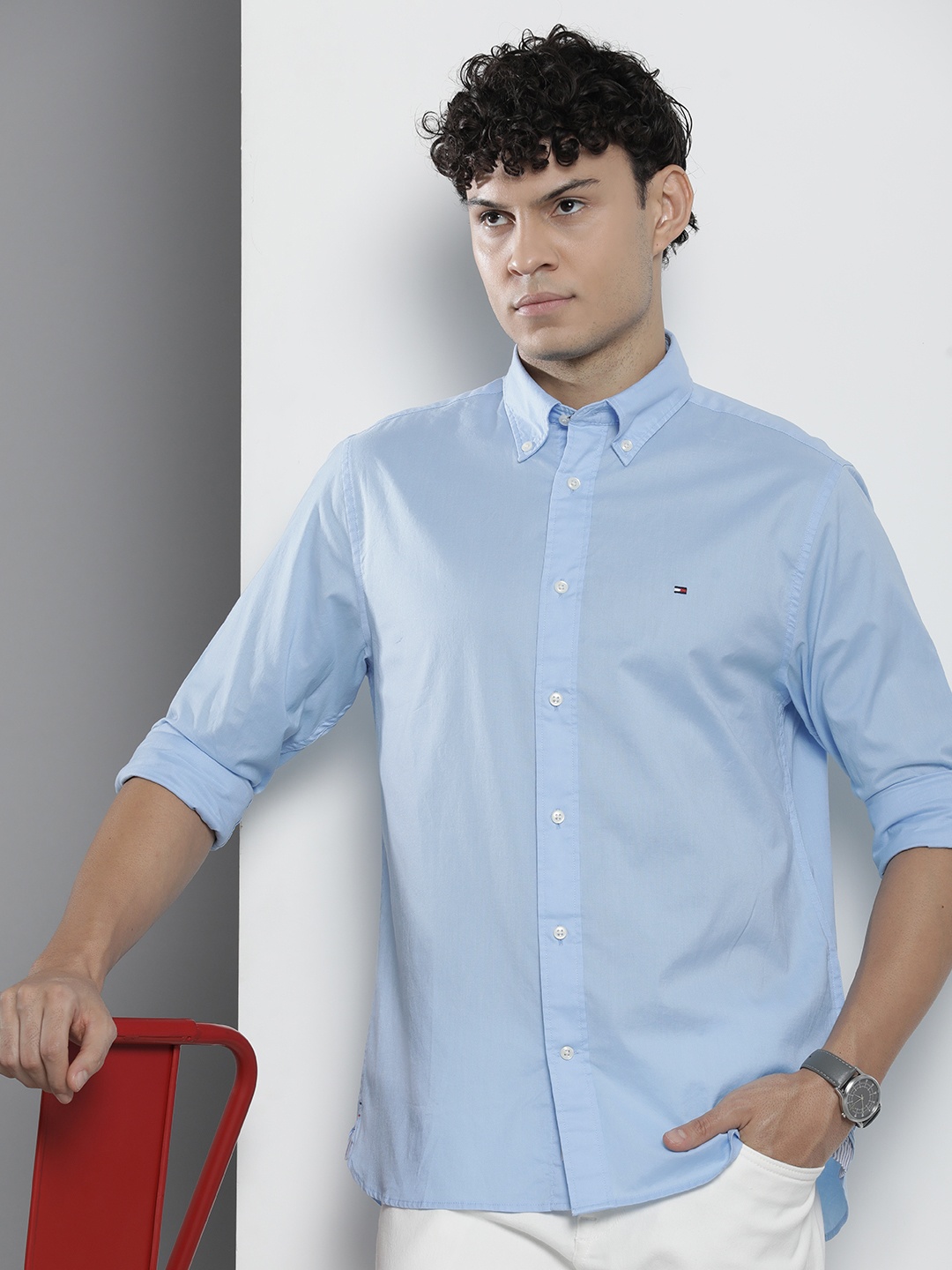 

Tommy Hilfiger Solid Pure Cotton Casual Shirt, Blue