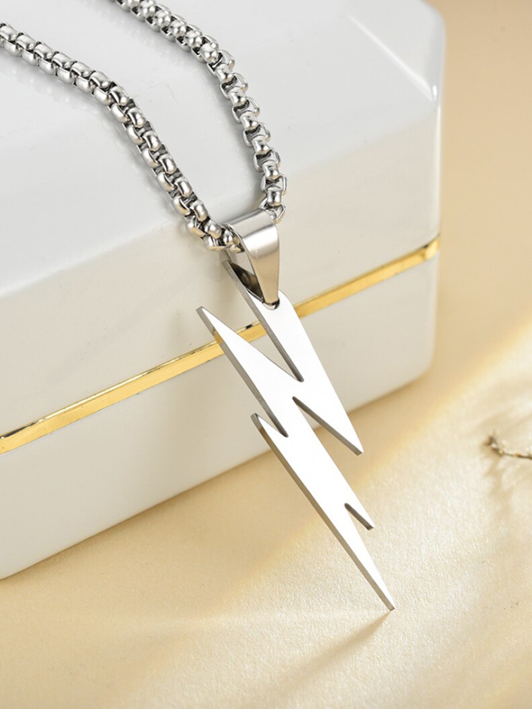 

The Roadster Lifestyle Co. Silver-Toned Voltage Stainless Steel Necklace