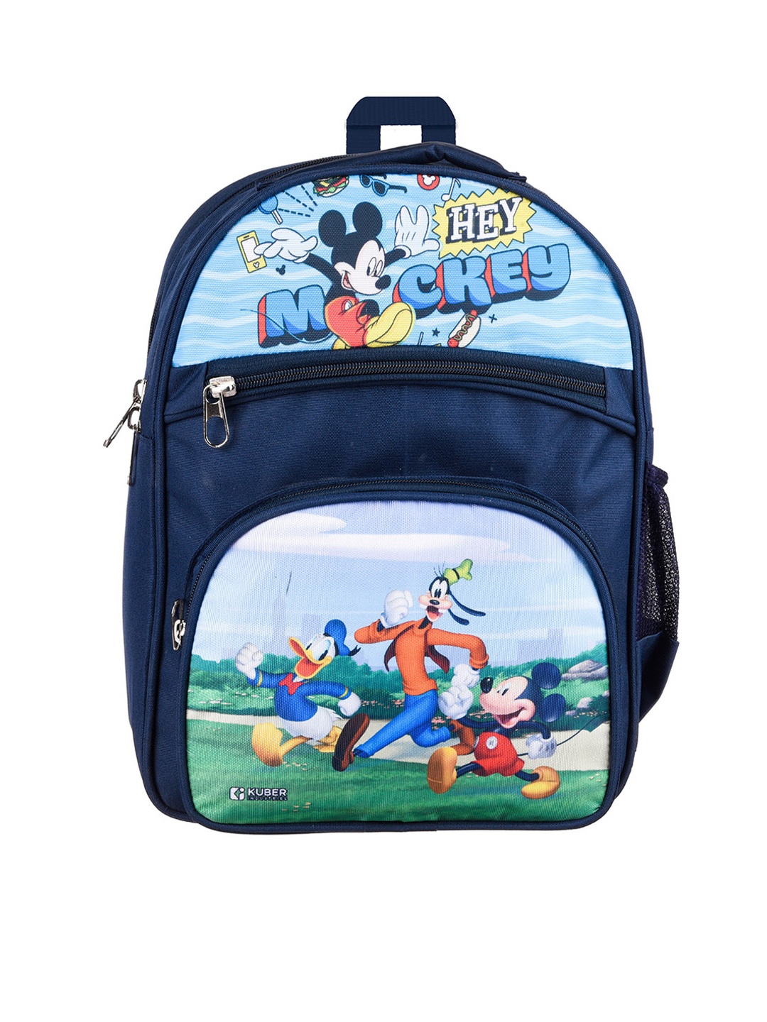

Kuber Industries Unisex Disney Mickey 4 Compartment Kids School Backpack, Navy blue