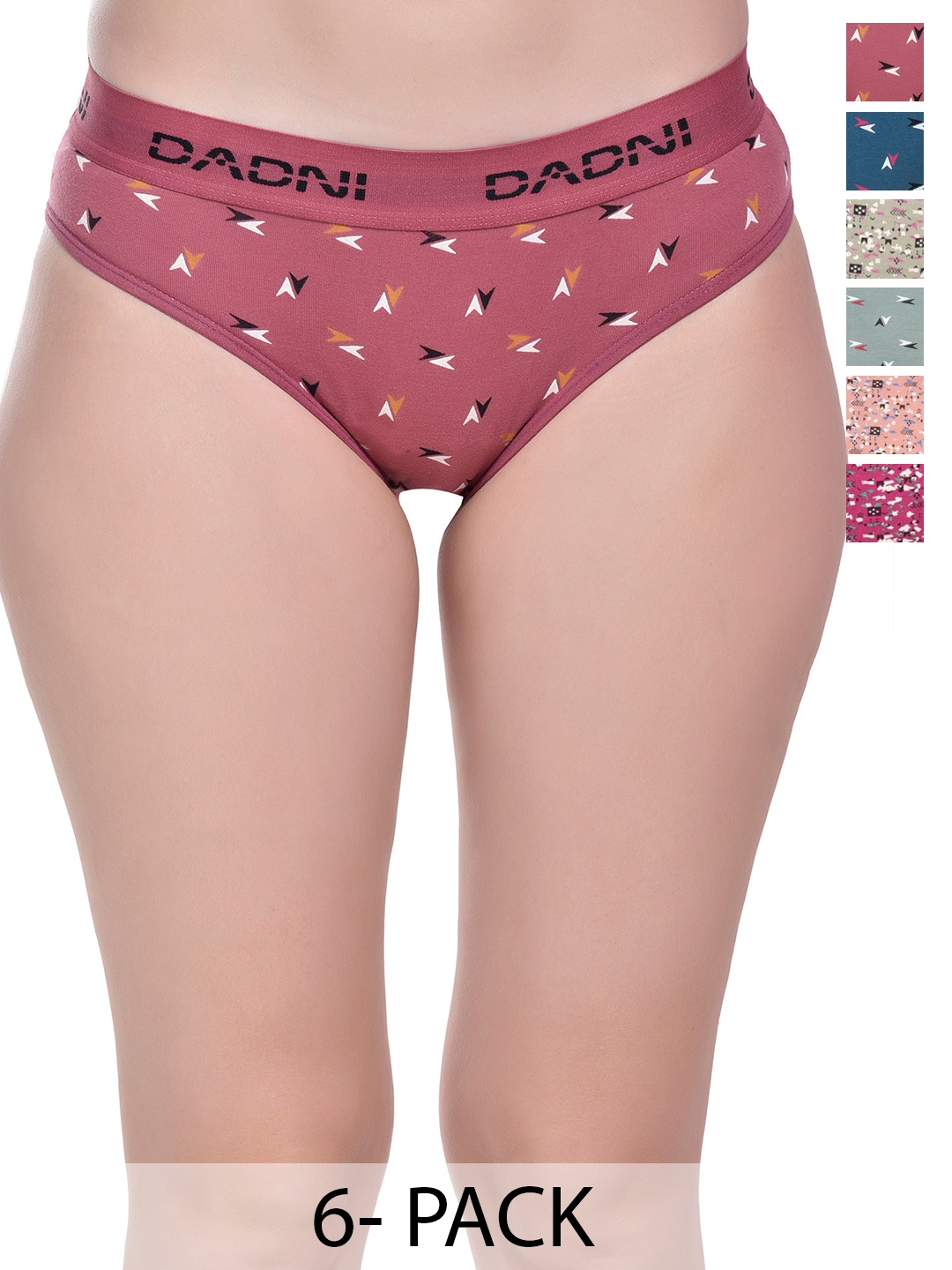 

DADNI FASHION Pack Of 6 Printed Cotton Hipster Breif, Pink