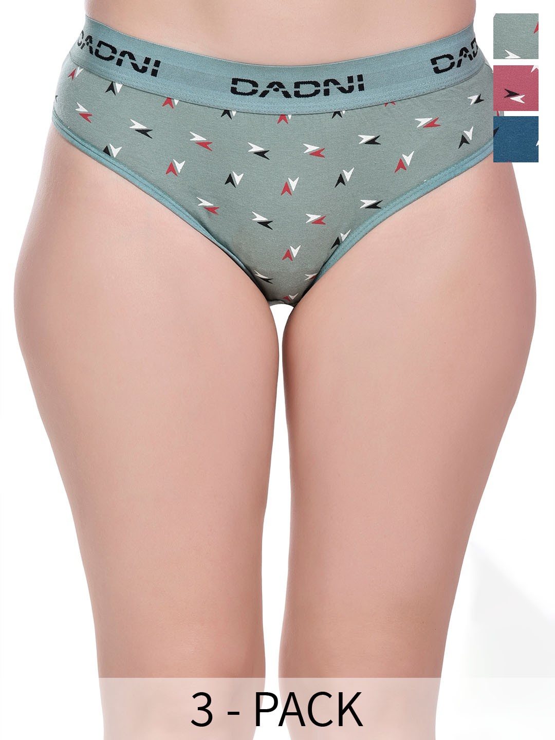

DADNI FASHION Women Pack Of 3 Printed Cotton Basic Briefs, Green