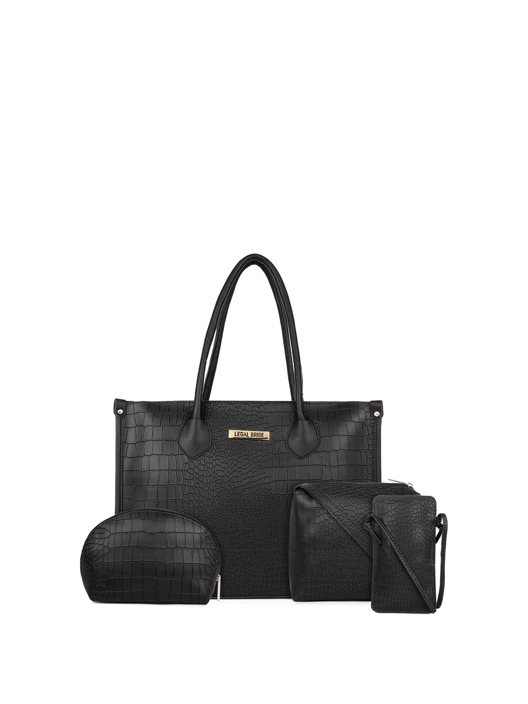 

LEGAL BRIBE Set of 4 Structured Oversized Shoulder Bag, Black