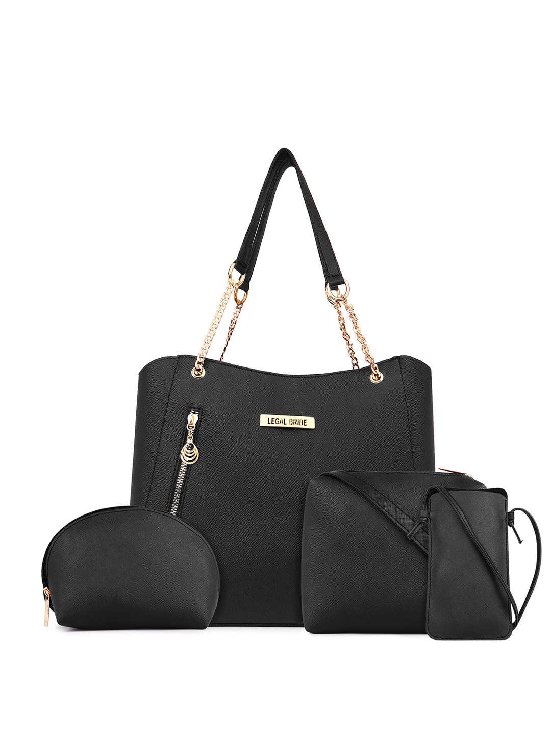 

LEGAL BRIBE Set of 4 Structured Shoulder Bag, Black