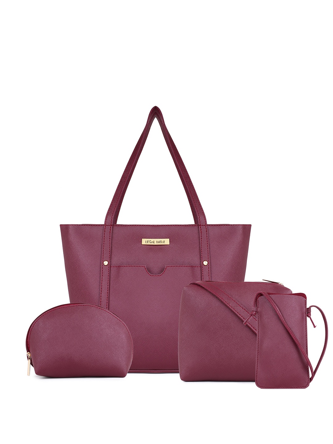 

LEGAL BRIBE Set Of 4 Structured Shoulder Bag, Maroon