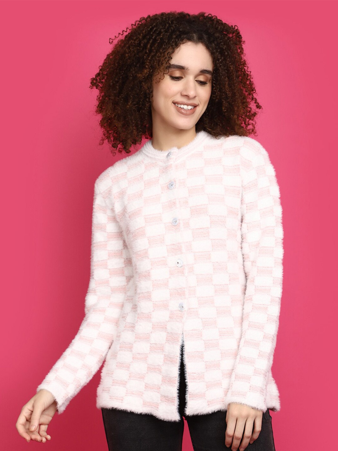 

V-Mart Self Design Long Sleeves Front-Open, White