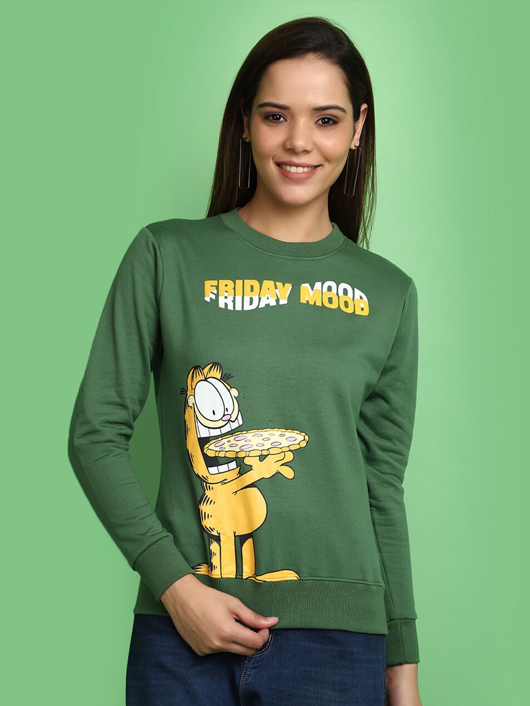 

V-Mart Graphic Printed Pullover Sweatshirt, Green