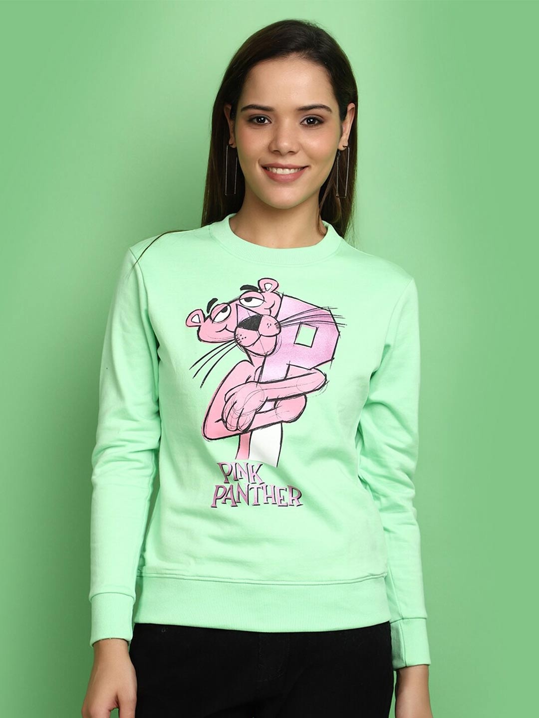 

V-Mart Printed Round Neck Sweatshirt, Green