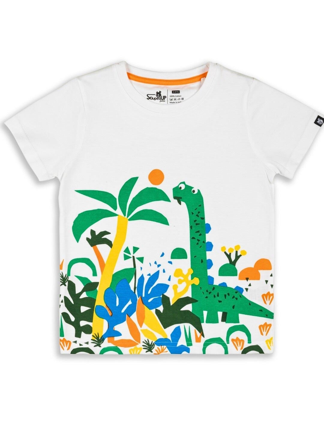 

Souped Up Fashion Boys Jungle Graphic Pure Cotton T-shirt, White
