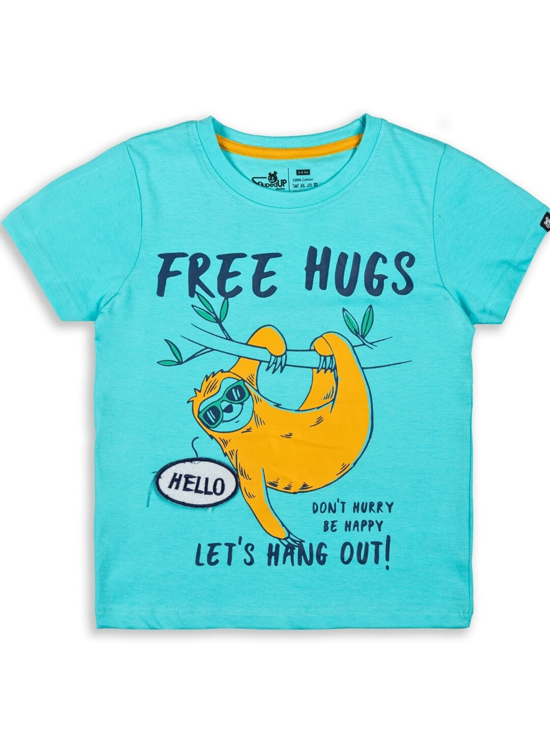 

Souped Up Fashion Boys Hanging Bear Printed Pure Cotton T-shirt, Blue