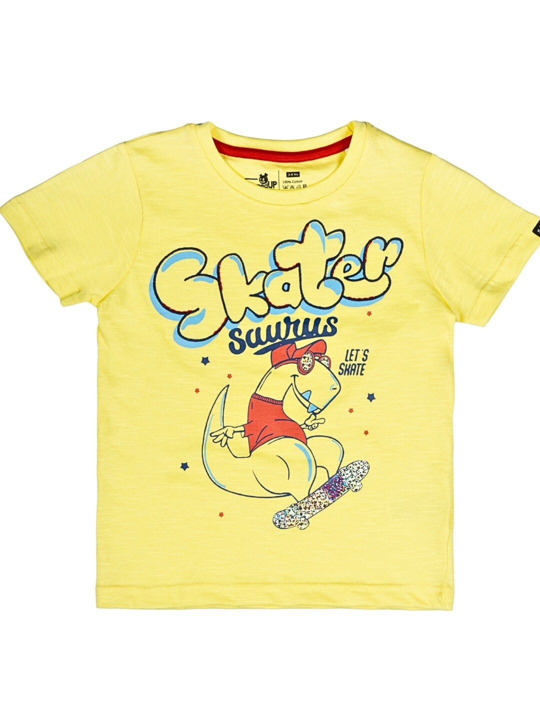 

Souped Up Fashion Boys Graphic Printed Pure Cotton T-shirt, Yellow