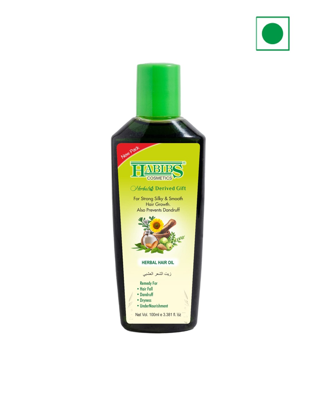 

HABIBS Anti-Hairfall Herbal Hair Oil with Almond & Jojoba Oil - 100 ml, Green