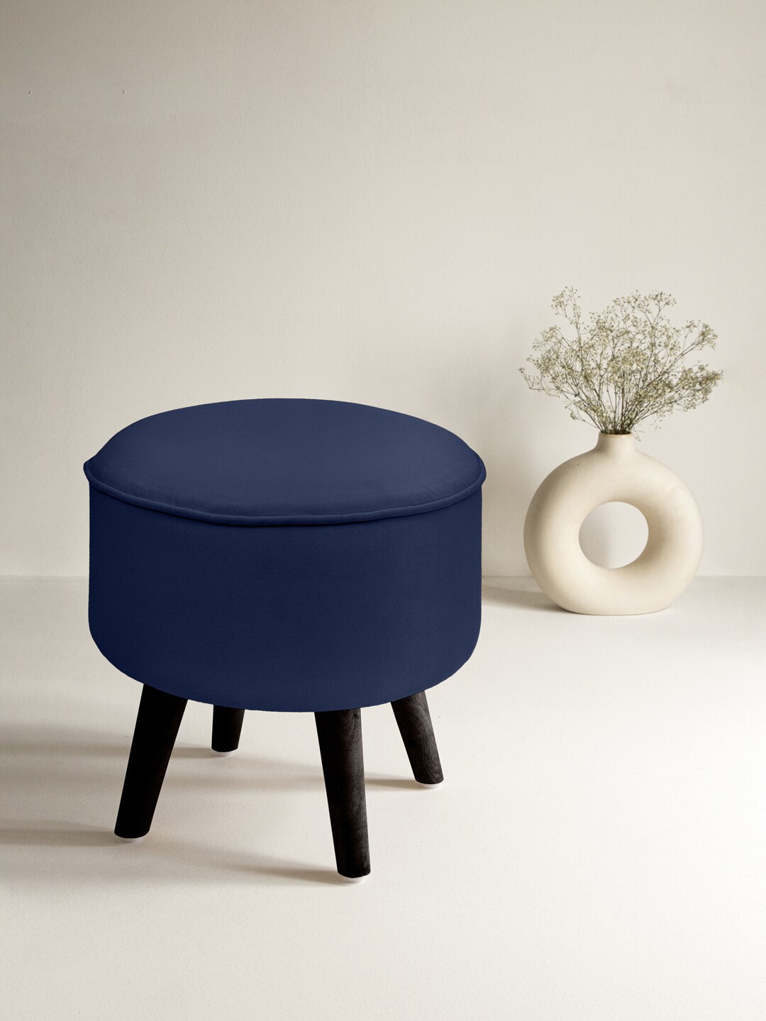 

Clasiko Blue Wooden Stool Ottomans