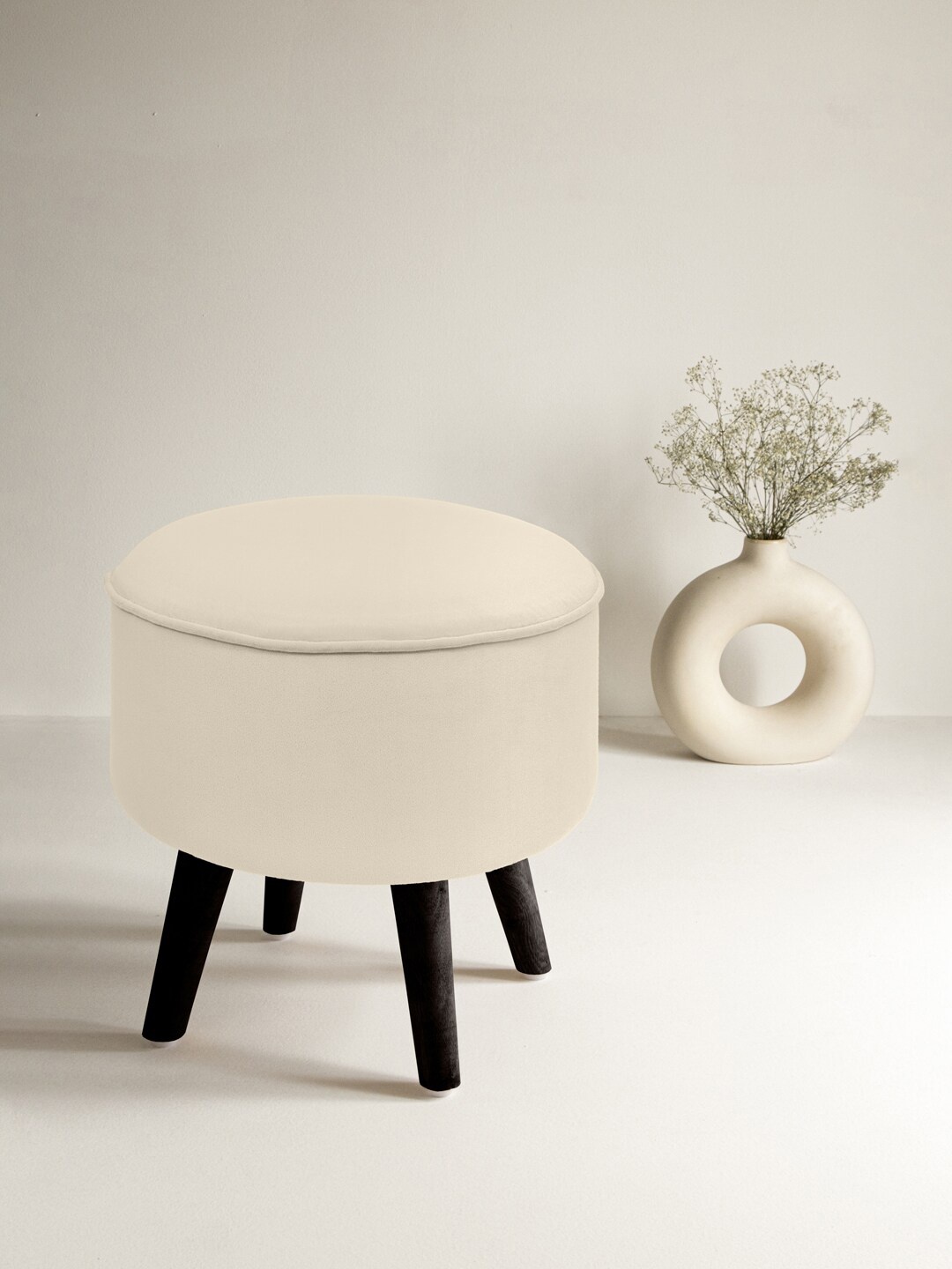 

Clasiko White Wooden Stool Ottomans