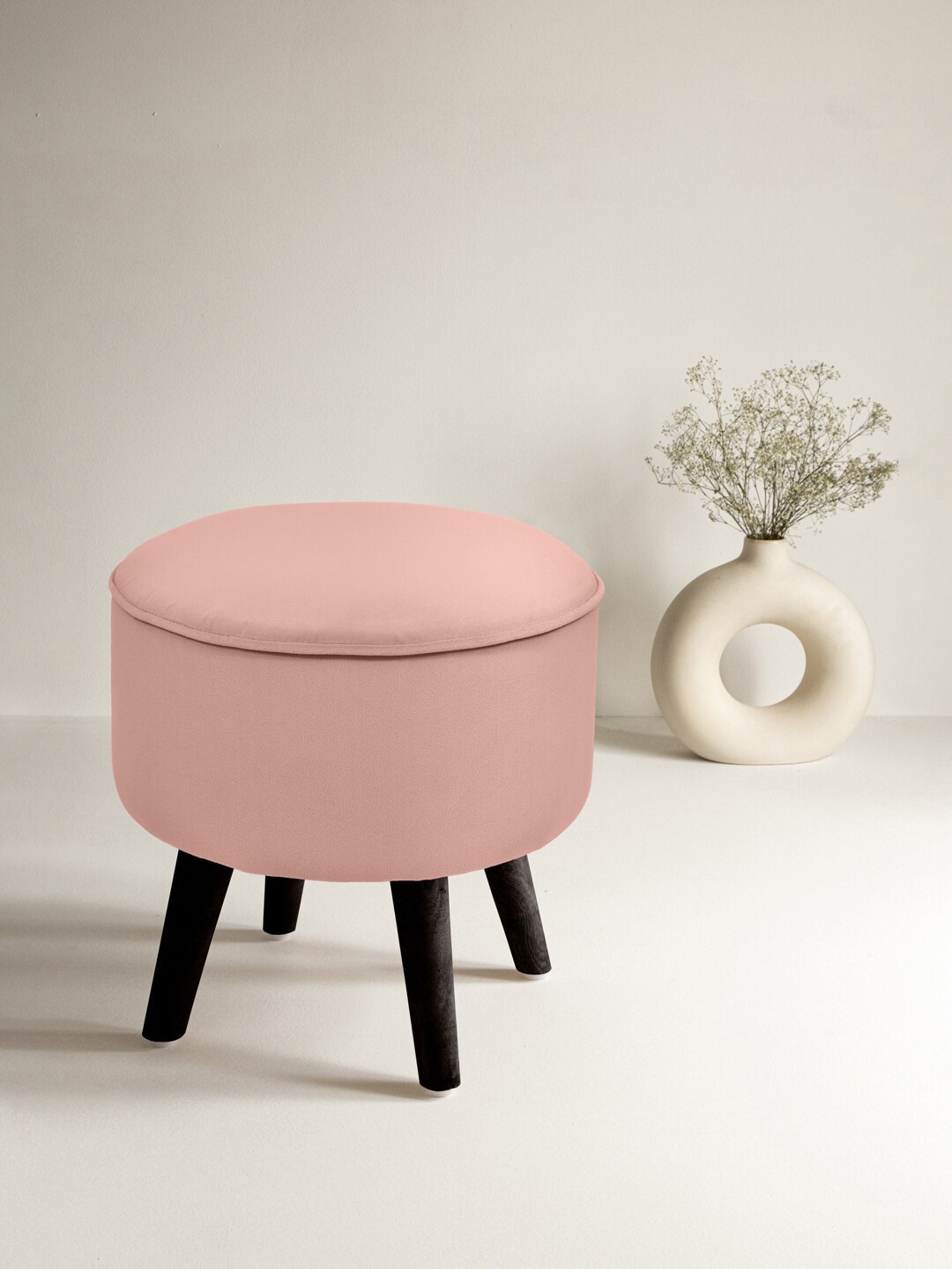 

Clasiko Pink Wooden Stool Ottomans