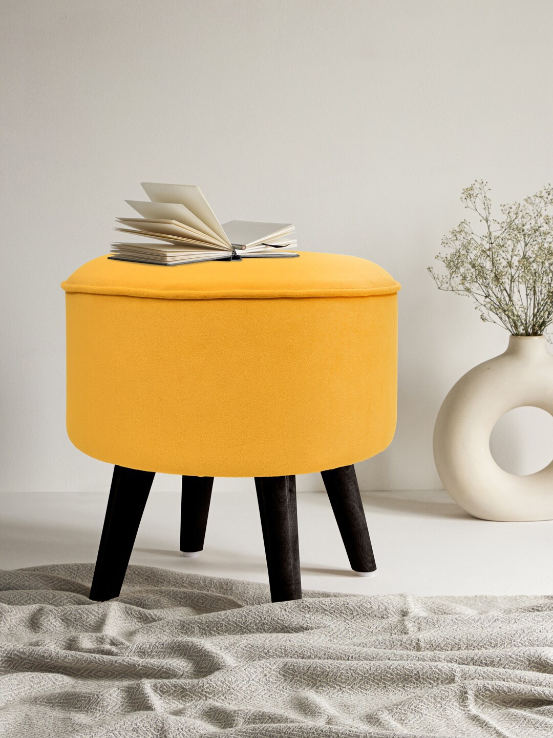 

Clasiko Yellow Wooden Stool Ottomans