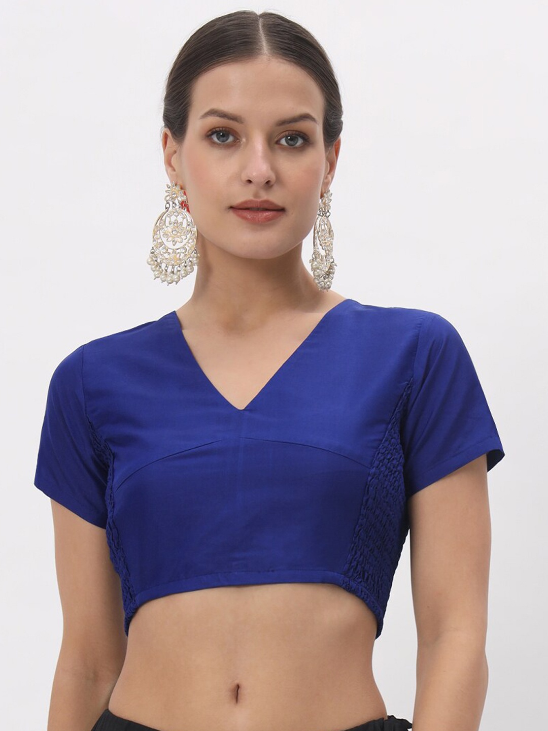 

studio rasa V Neck Stretchable Saree Blouse, Blue