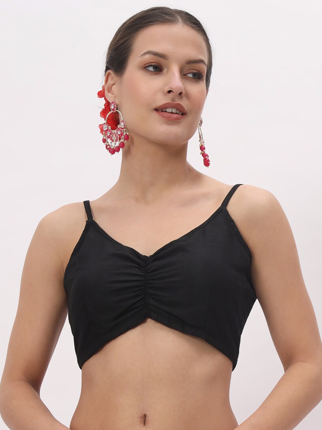 

studio rasa Padded Spaghetti Saree Blouse, Black