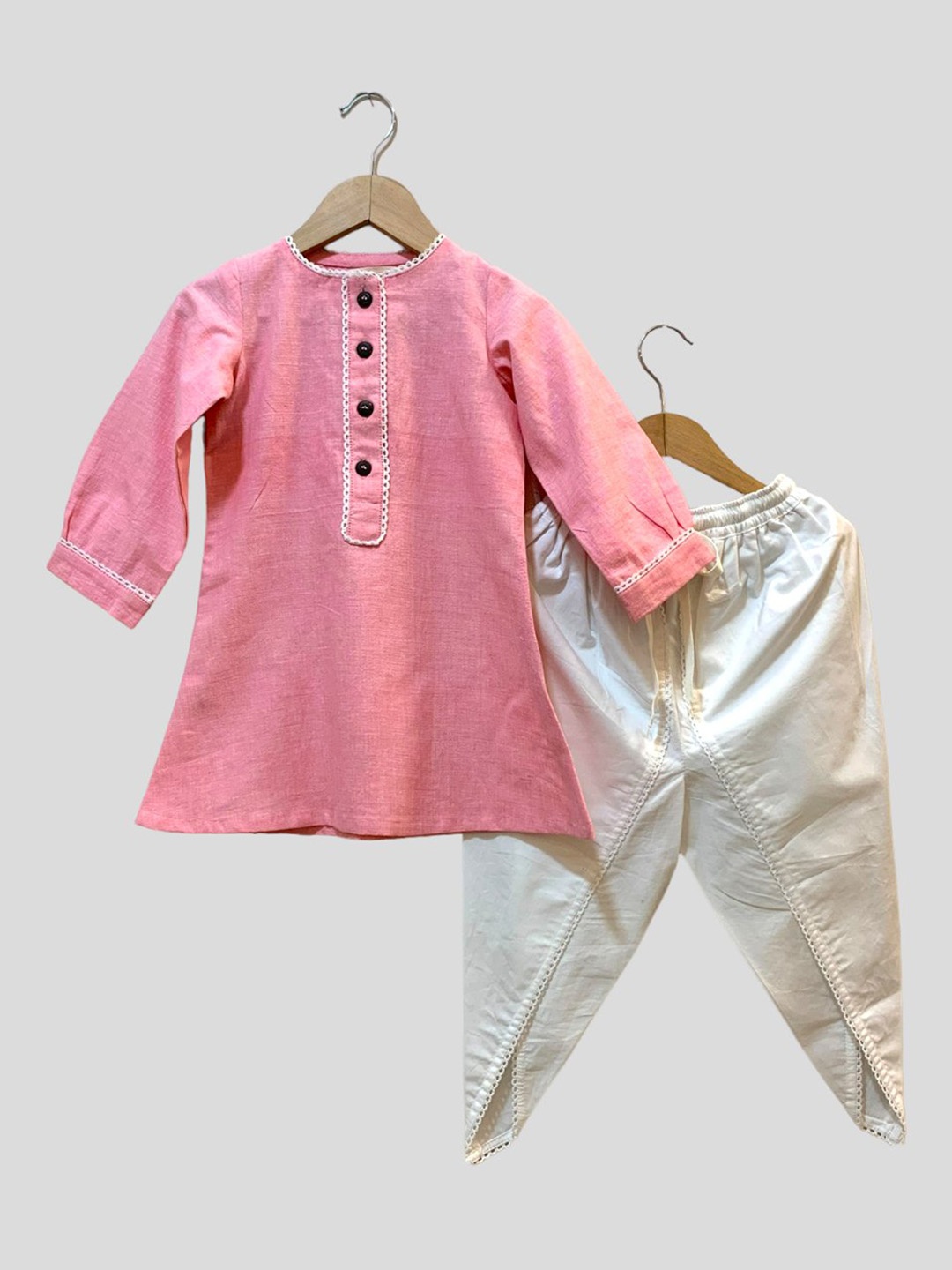 

BAESD Round Neck Straight Cotton Kurta With Dhoti Pants, Pink