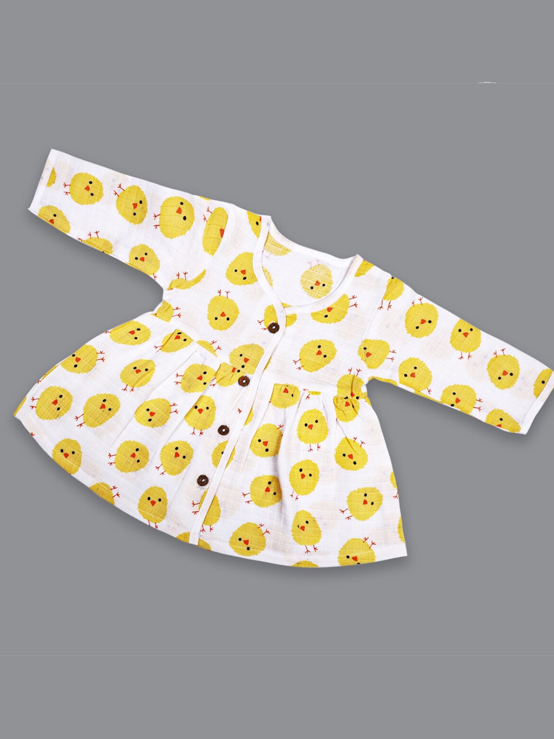 

Born Babies Infant Girls Print Organic Cotton A-Line Dress, White