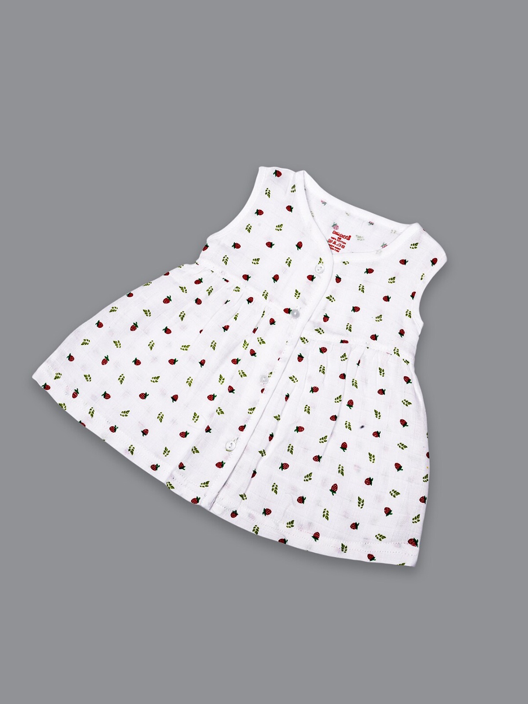 

Born Babies Infants Girls Conversational Printed Organic Cotton A-Line Dress, White