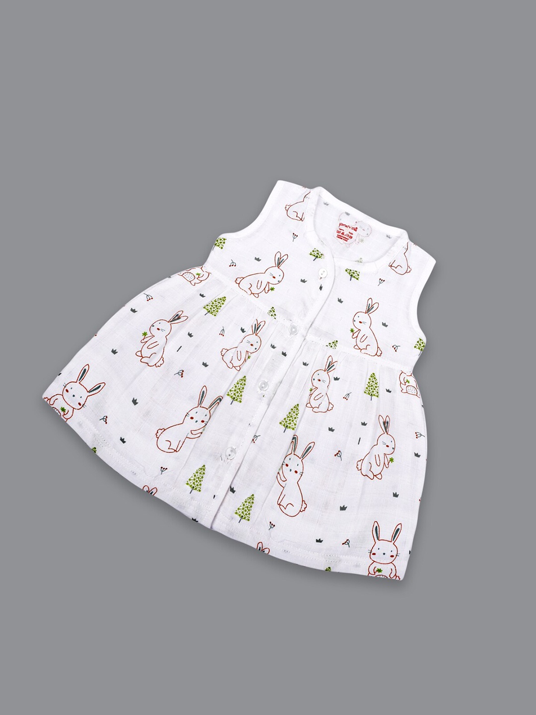 

Born Babies Infant Girls Print Organic Cotton A-Line Dress, White